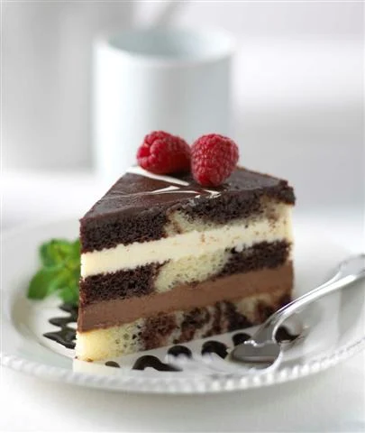 The Original Cakerie Layer (2 Inch x6 Inch ) Tuxedo Truffle Mousse Cake Cut 185 Ounce Size - 2 Per Case.