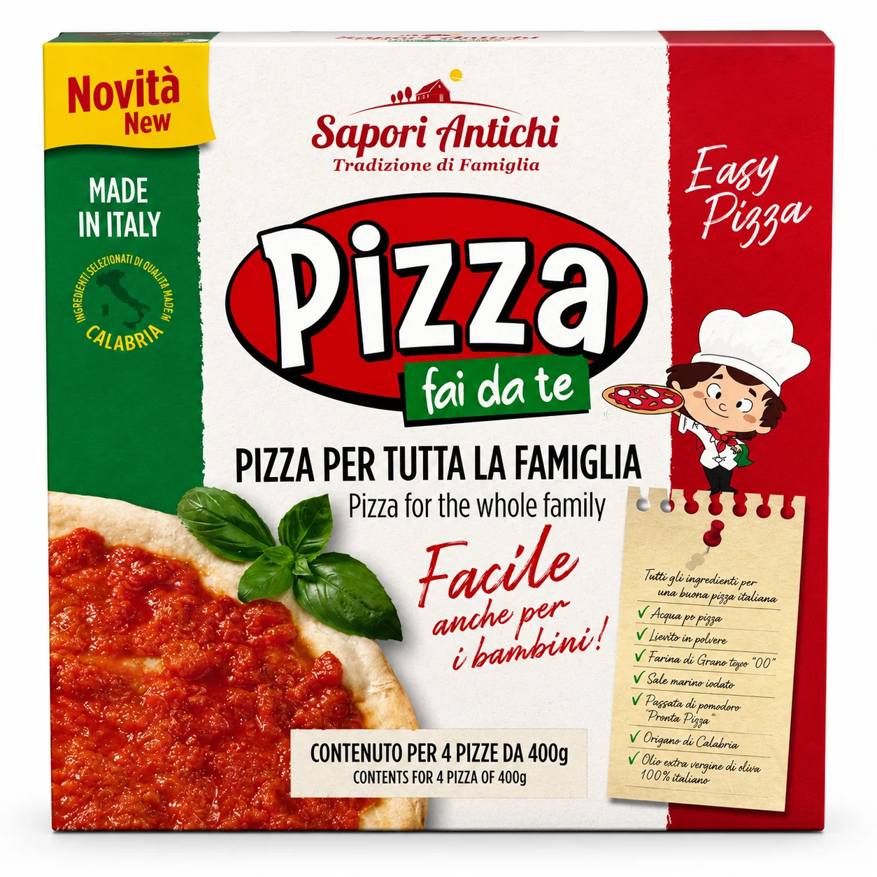 Sapori Antichi Pizza Kit – Makes 4 Authentic Italian Pizzas, 41 oz | 1.167kg