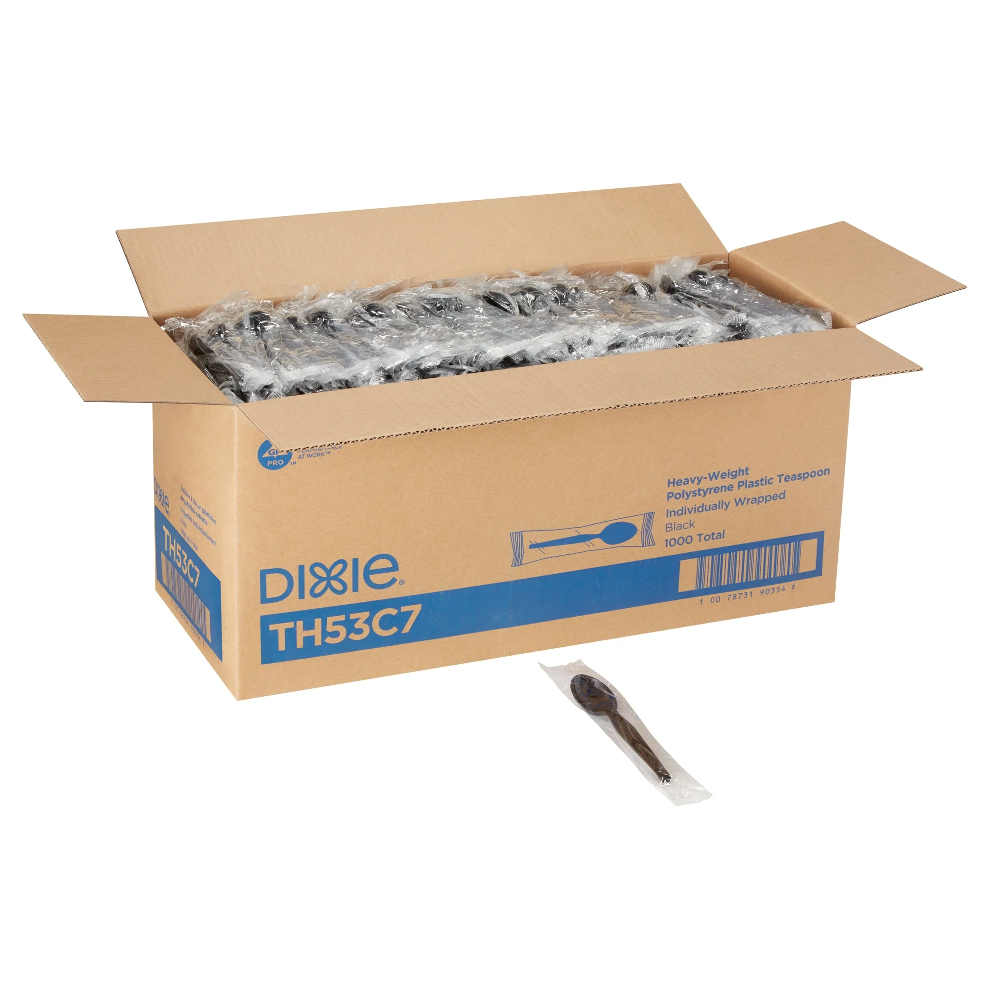 Dixie(R) Heavy-Weight Polystyrene Disposableplastic Teaspoons Individually Wrapped Black 1 000 S
