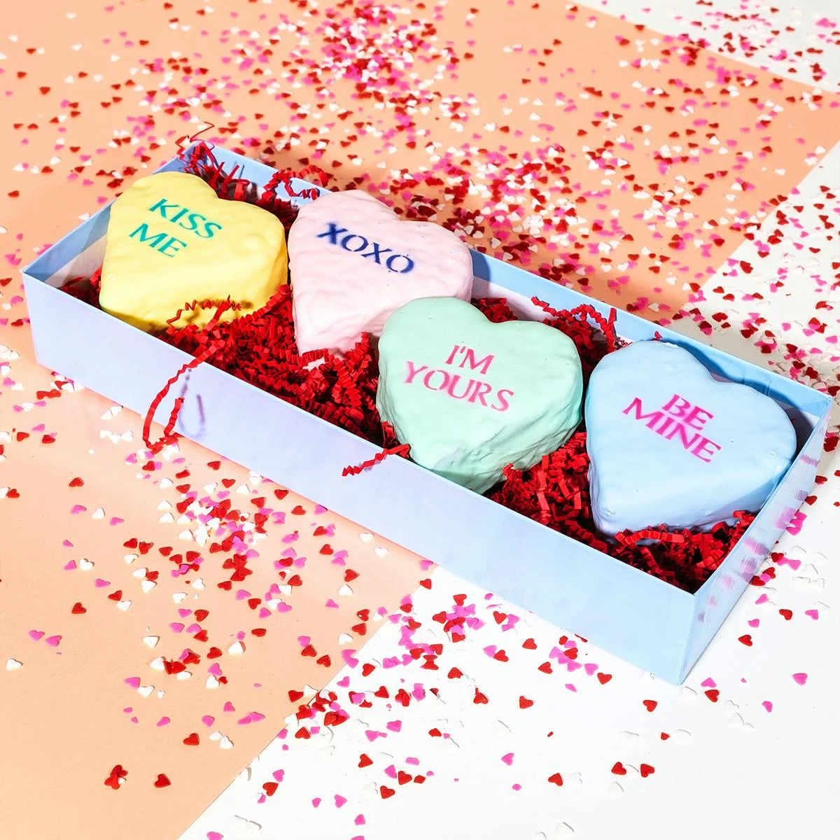 Hand-Dipped Jumbo Rice Krispie Treat Valentine Hearts - 4 Pack