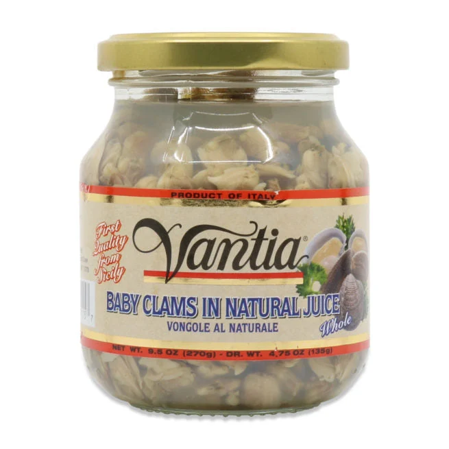 Vantia Baby Clams In Natural Juice, 9.5 oz.