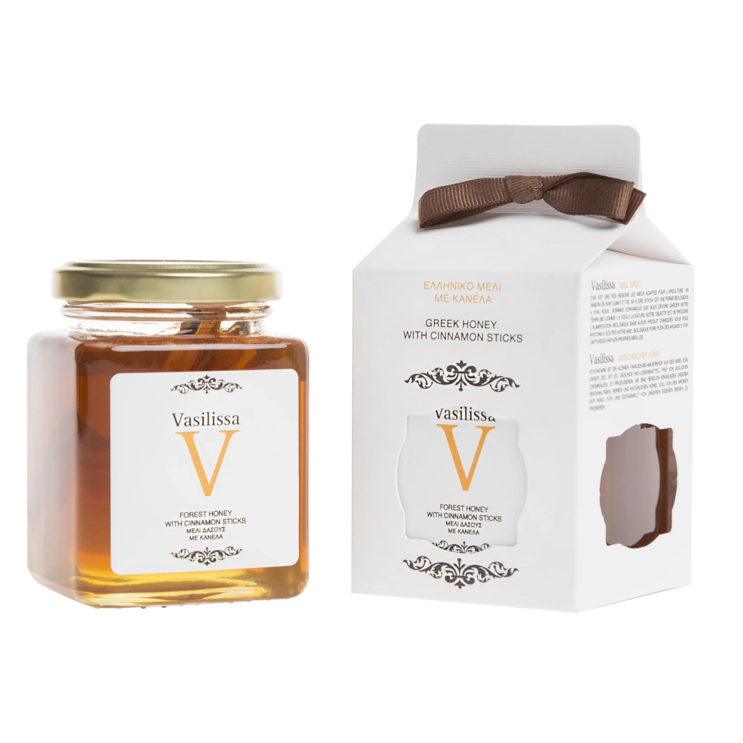 Vasilissa Greek Forest Honey With Cinnamon Sticks, 8.81 oz | 250g