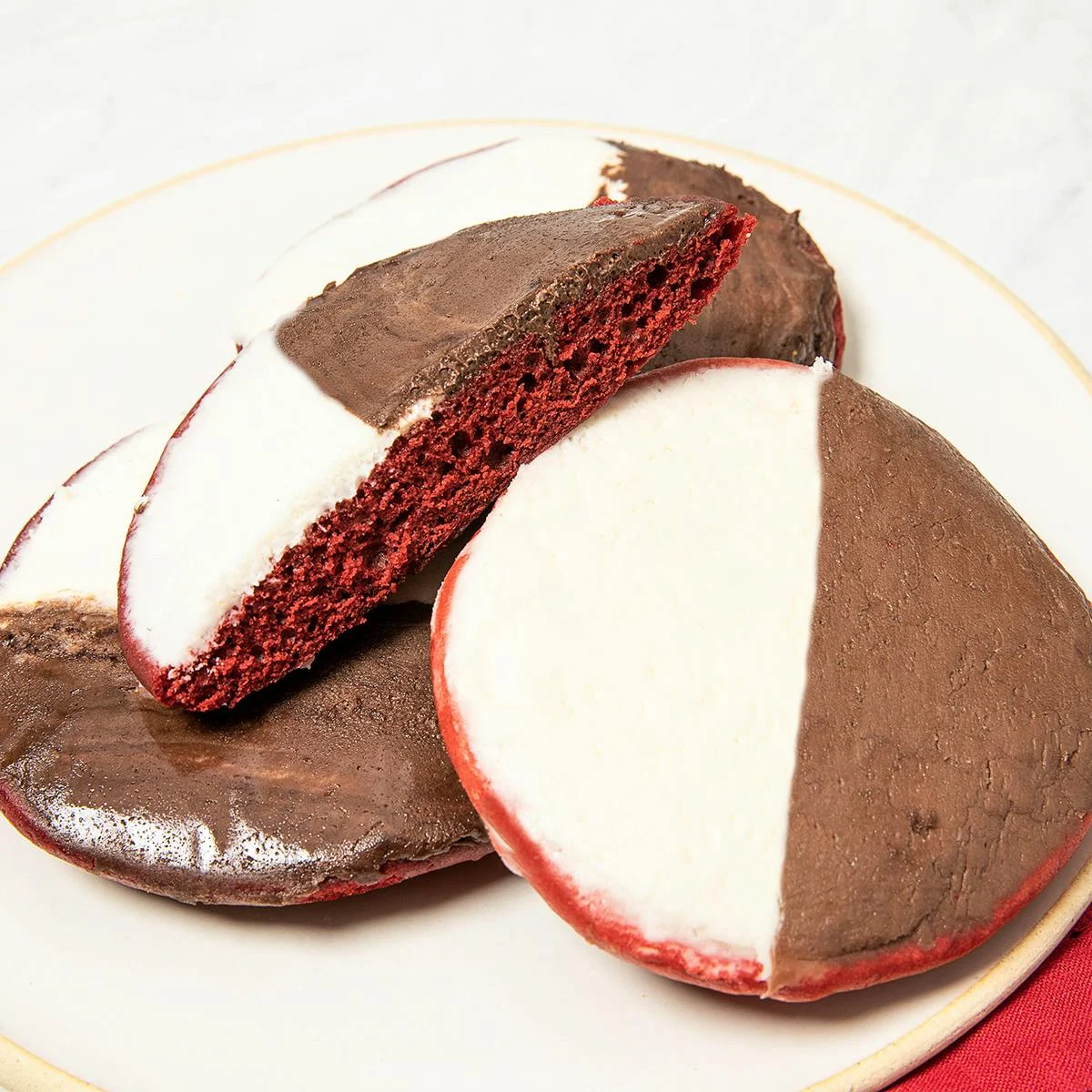 Mini Red Velvet Black & White Cookies - 18 Pack