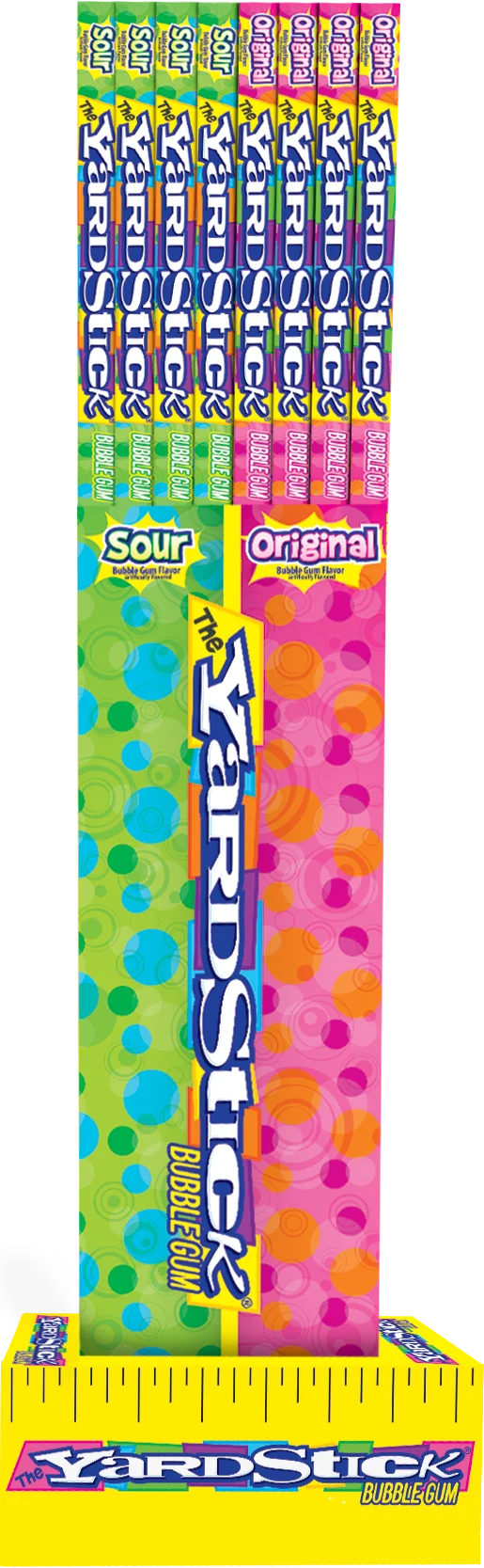 The Yardstick Sour Bubble Gum Powerwing Floor Display, 96 Count, 1 Per Case
