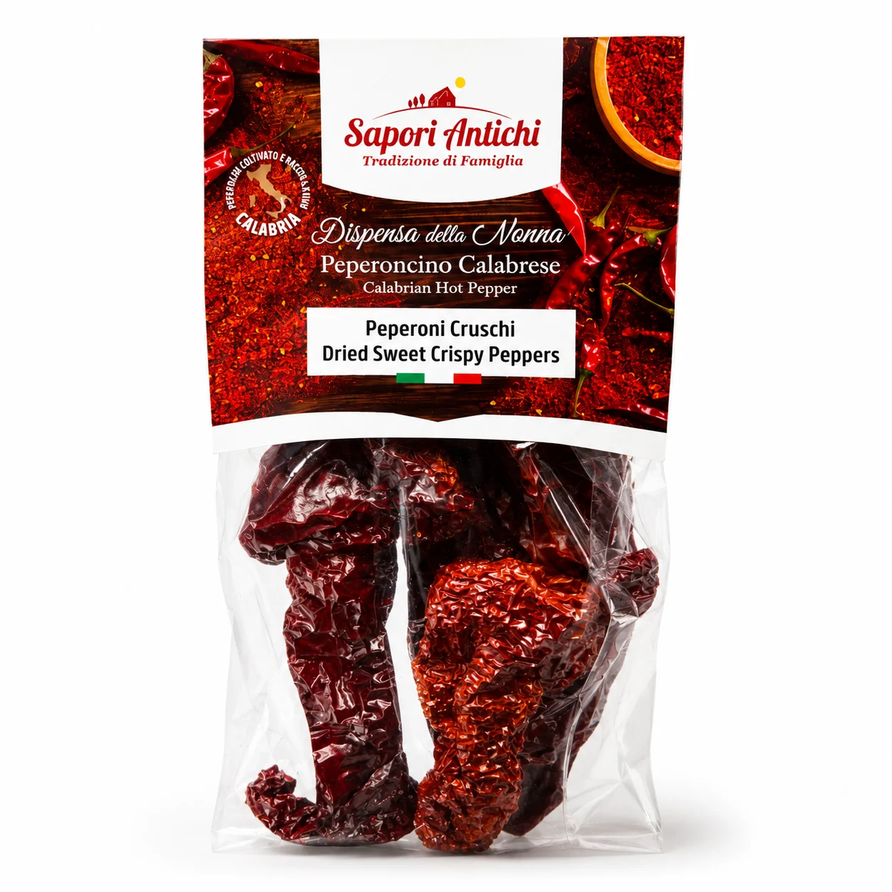 Sapori Antichi Peperoni Cruschi, Italian Dried Sweet Crispy Peppers, 1.76 oz | 50g
