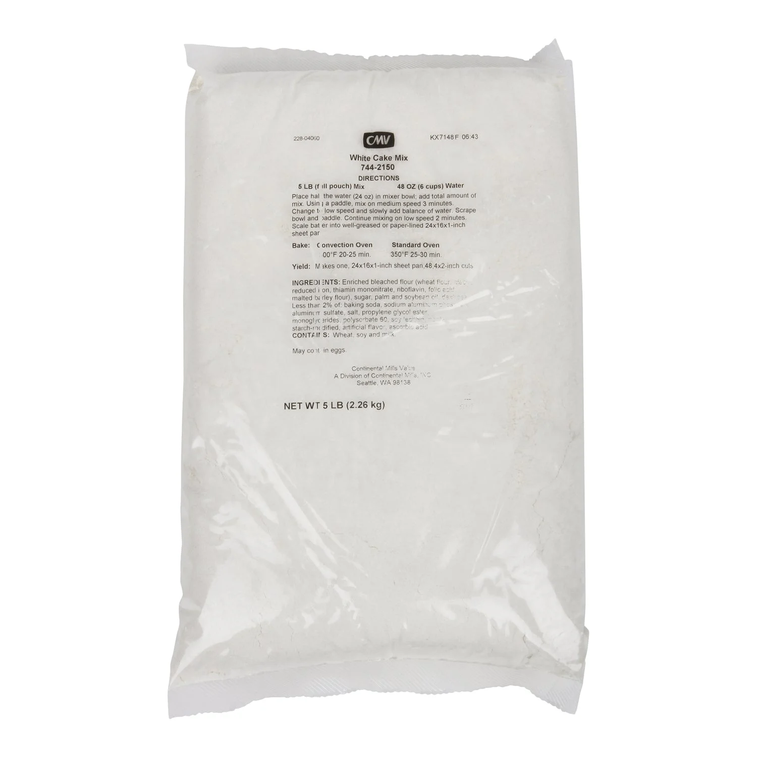 Continental Mills Value White Cake Mix 5 Pound Each - 6 Per Case.