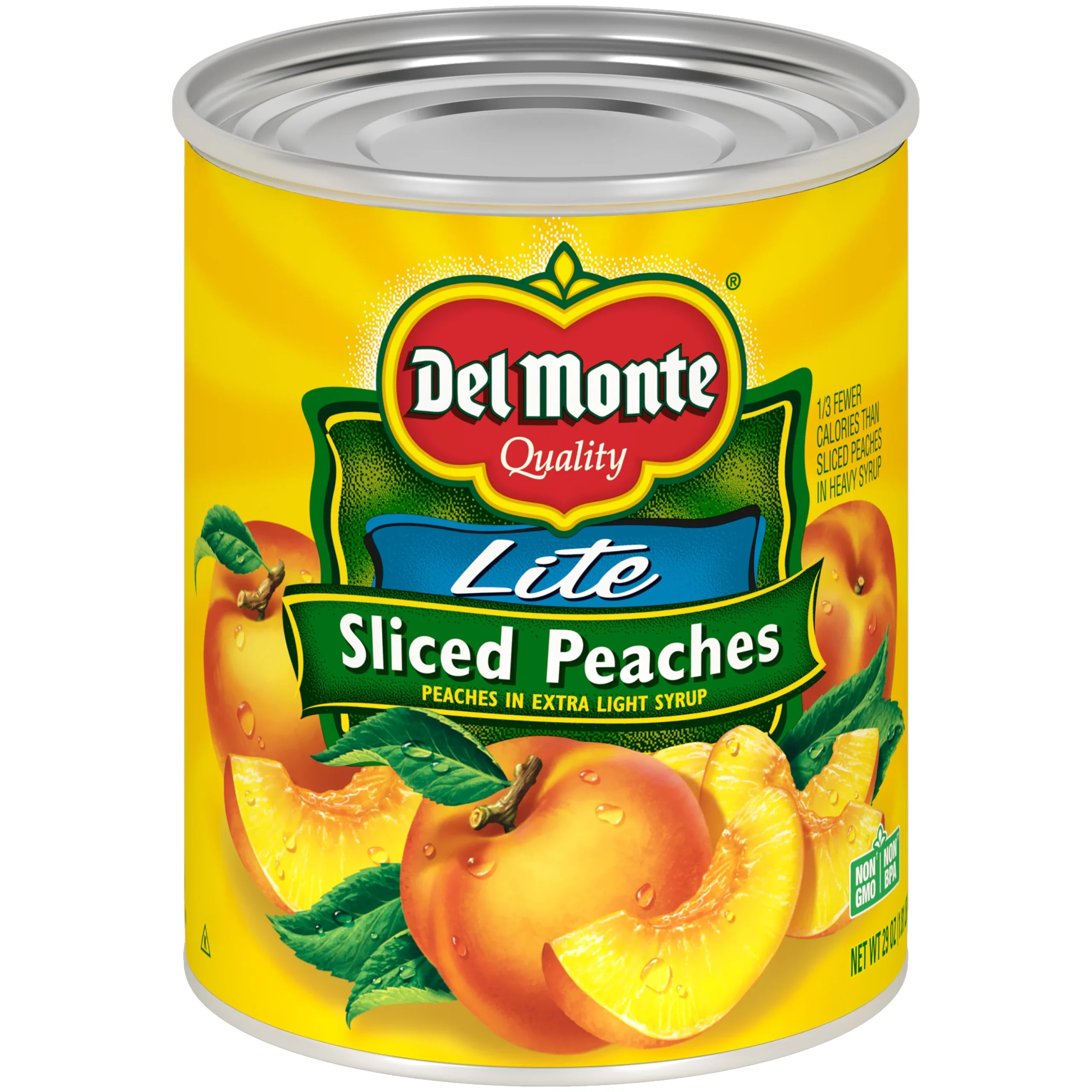Del Monte Lite Sliced Yellow Cling Peachesin Extra Light Syrup Can 29 Ounce Size - 6 Per Case.
