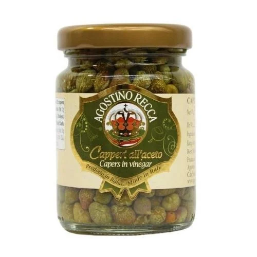 Agostino Recca Capers in Vinegar, 3.7 oz (106g)