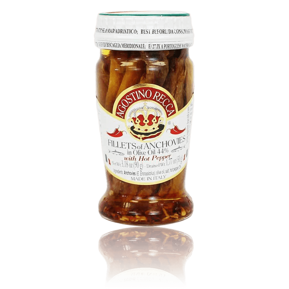 Agostino Recca Hot Anchovy Fillets in Olive Oil, 3 oz