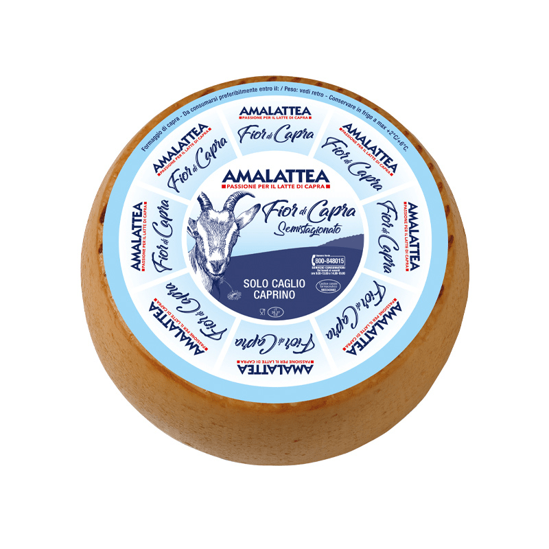 Amalattea Semi-Aged Goat Cheese Fior di capra, 6.5 Lbs