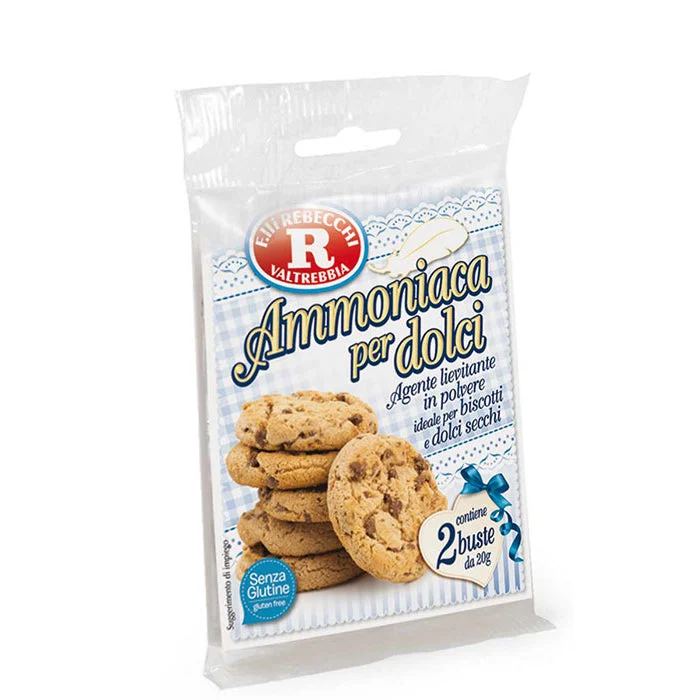 Rebecchi Ammonia For Sweets, Ammoniaca Per Dolci e Biscotti, 2 pk, 40g