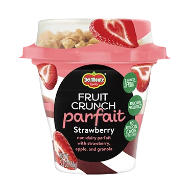 Del Monte Fruit Crunch Parfait Strawberry Cup 5.3 Ounce Size - 6 Per Case.