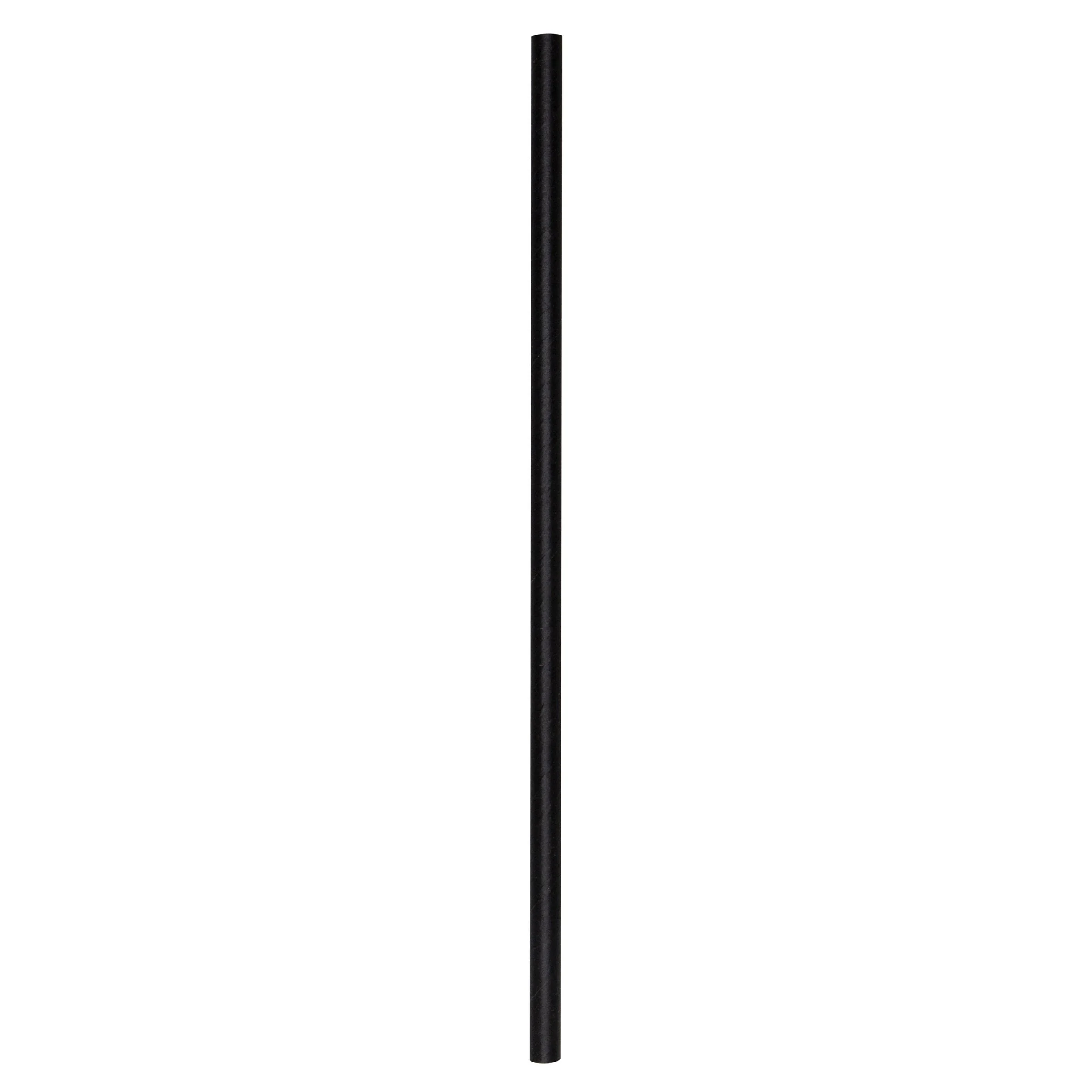 Straw Black Jumbo Paper Solid 100% Compostable Unwrapped 7.75
