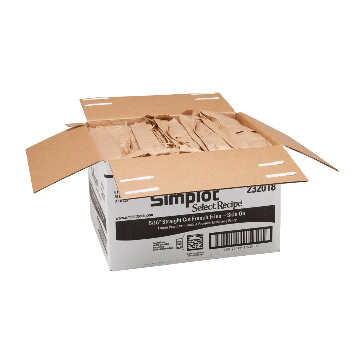Simplot Select Recipe 6 Inch Sea Salt Straightcut Fries Skin On 5 Pound Each - 6 Per Case.