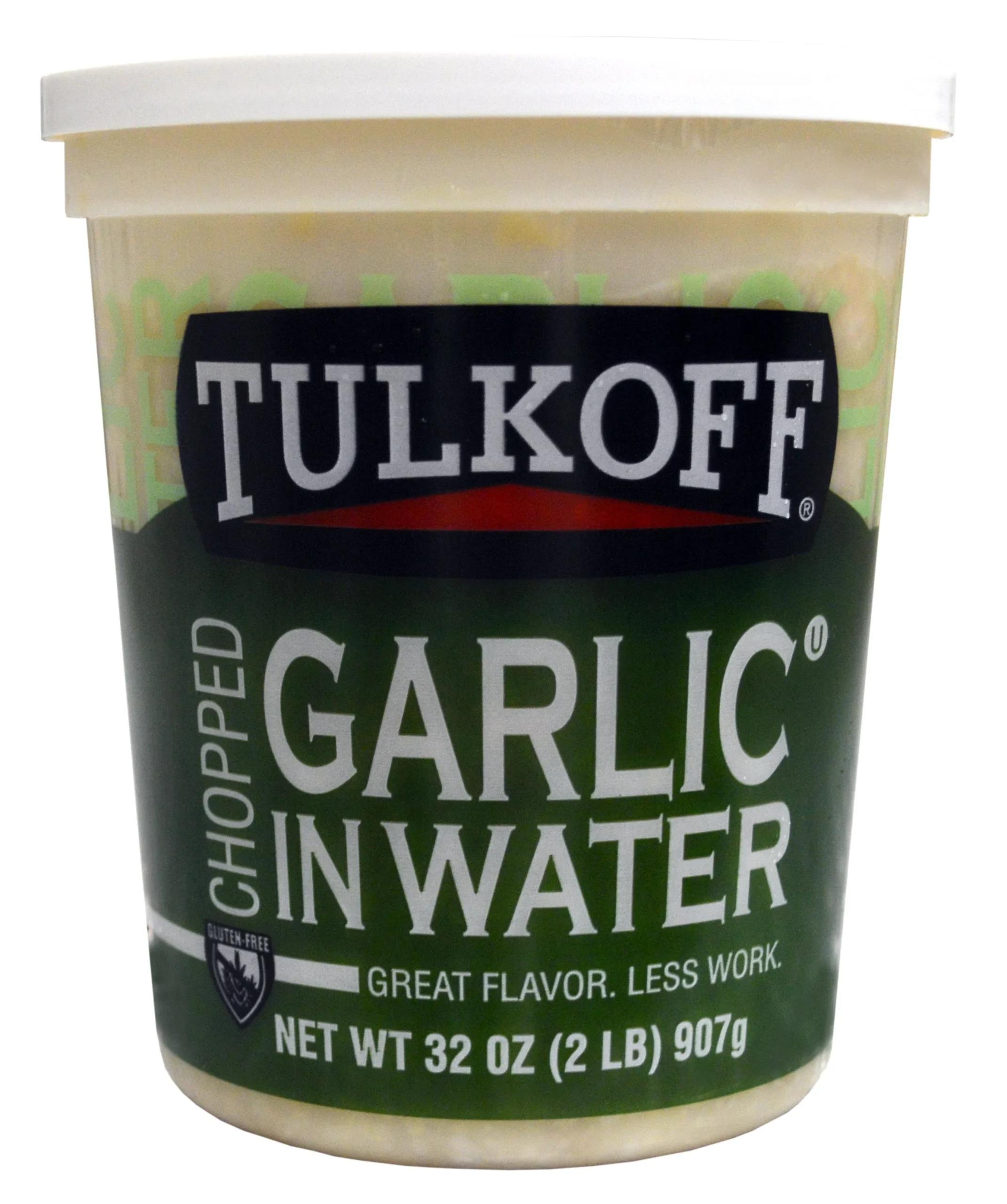 Tulkoff Chopped Garlic In Water 32 Ounce Size - 6 Per Case.