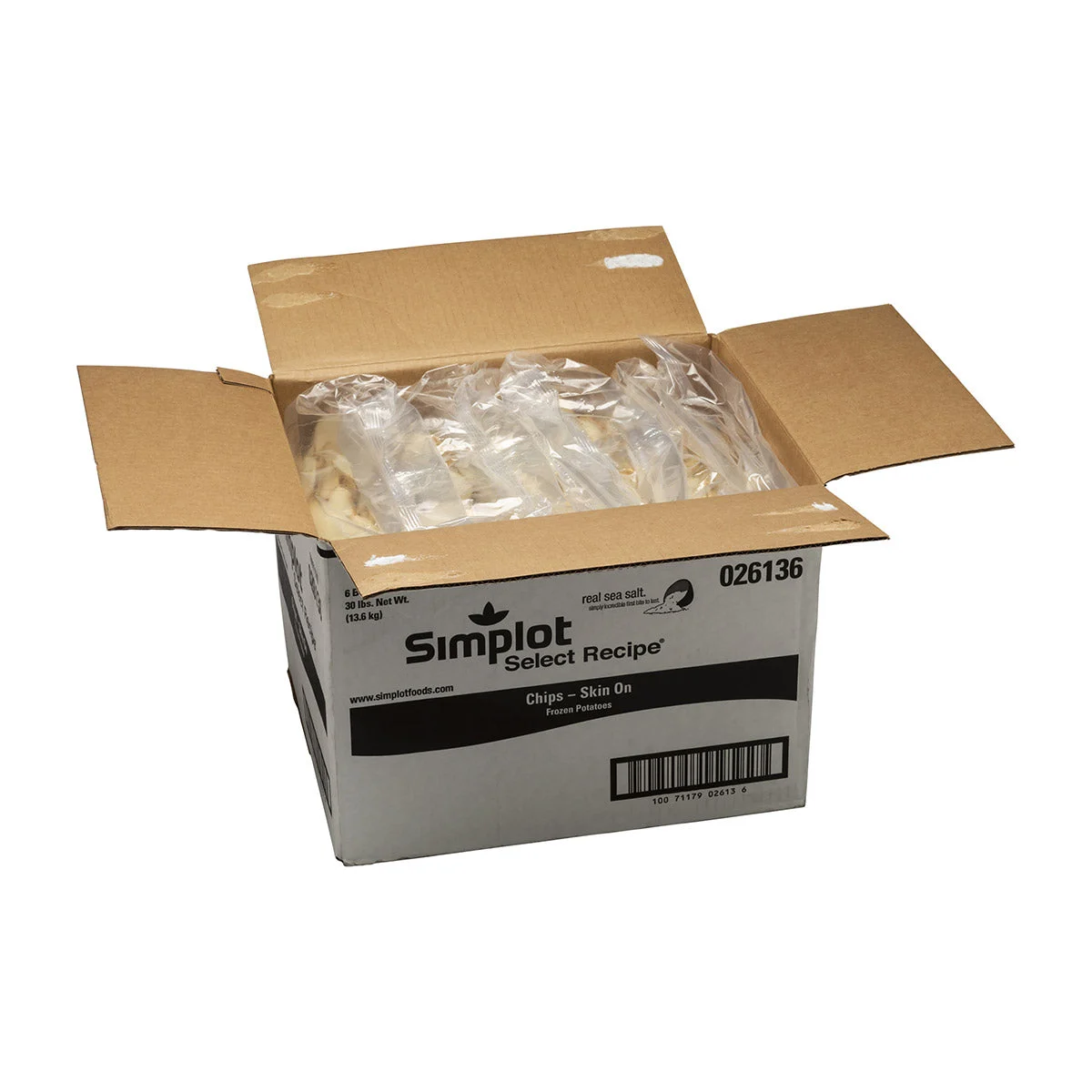 Simplot Select Recipe 8 Inch Sea Salt Chips Skin On 5 Pound Each - 6 Per Case.