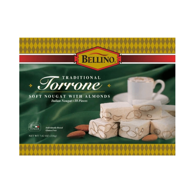 Bellino Torrrone Soft Nougat with Almonds, 18 Pieces