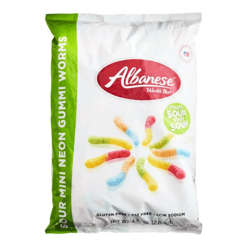 Albanese Candy Sour Mini Neon Gummy Worms, 4.5 Lbs