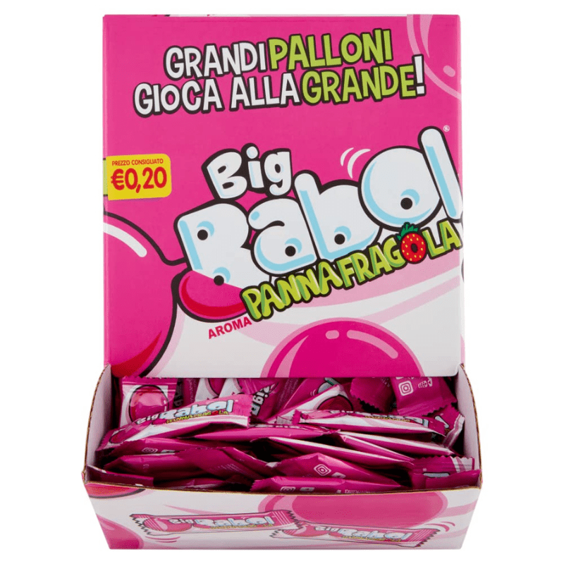 Big Babol Strawberry Flavored Soft Chewing Gum, 200 Pack