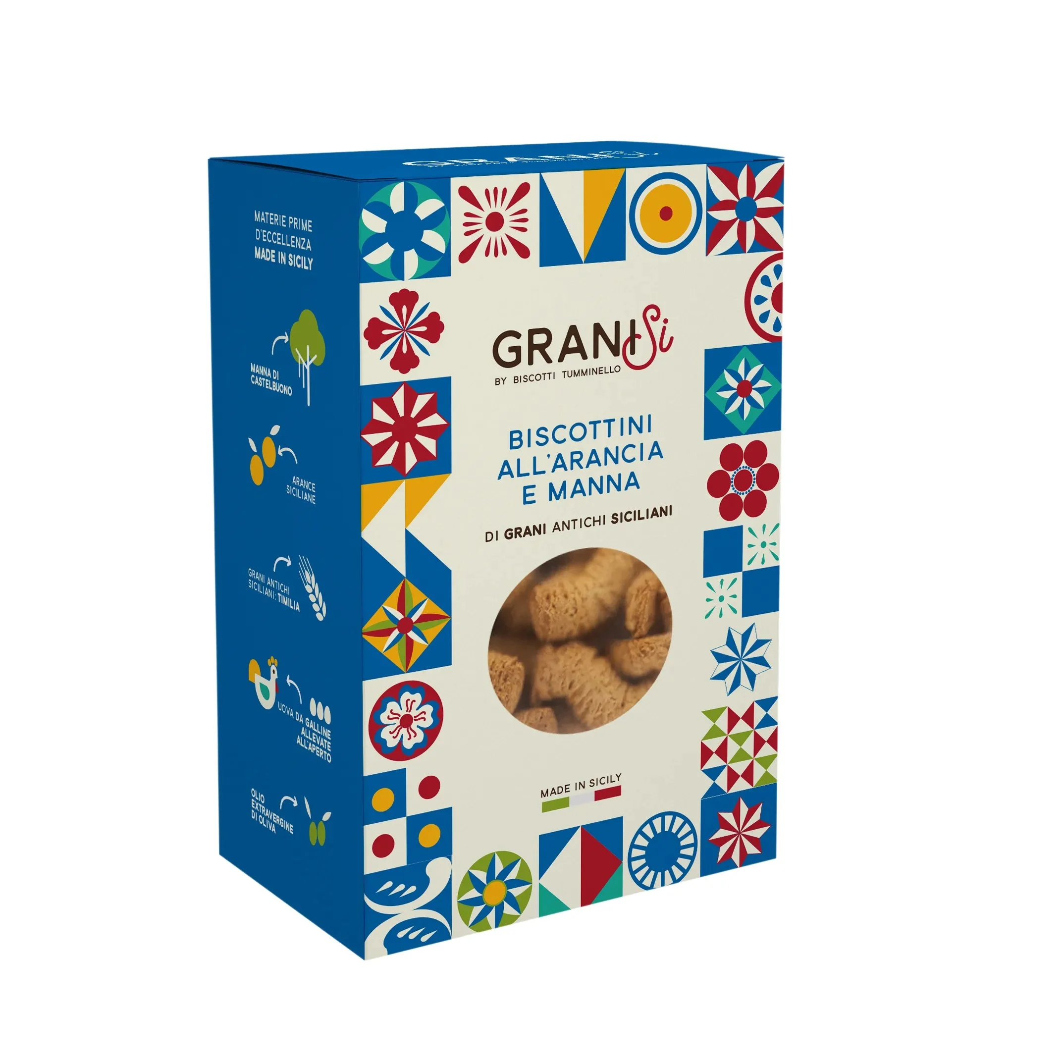 Tumminello Granisi Biscottini all’Arancia e Manna – Orange & Manna Cookies, 7.4 oz (210g) | Sicilian Italian Biscuits