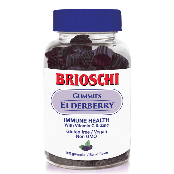 Brioschi Elderberry Flavored Gummies, 100 Count