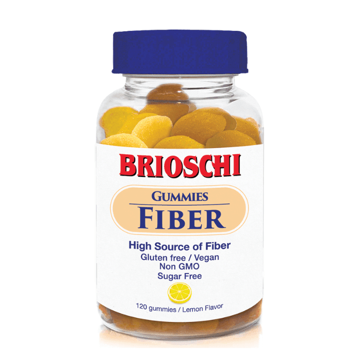 Brioschi Fiber Lemon Flavored Sugar Free Gummies, 120 Count