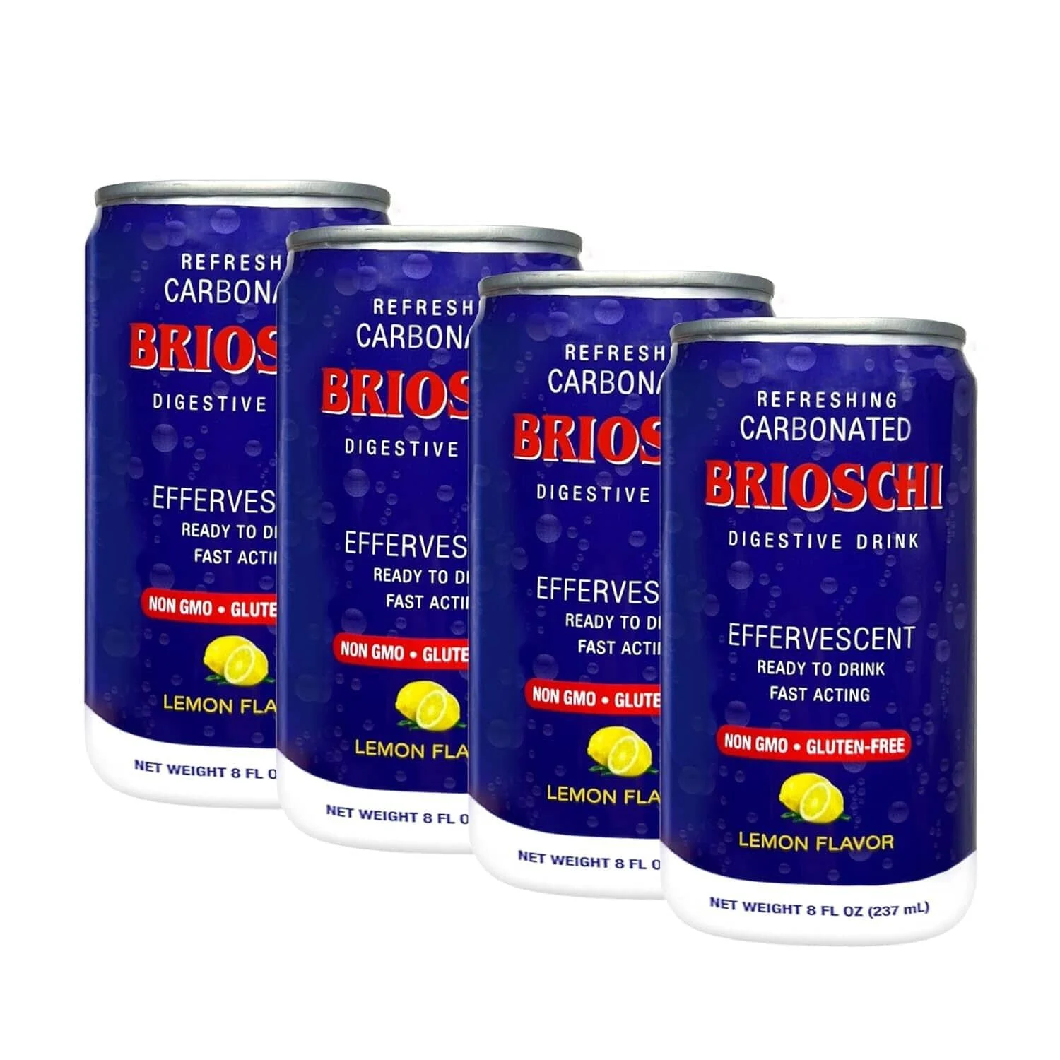 Brioschi Ready to Drink Digestive Drink, 8 oz (Pack of 4)