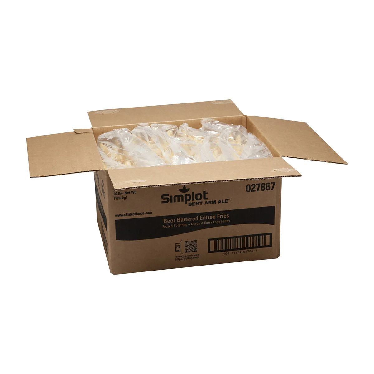 Simplot Bent Arm Ale 4 Inch x2 Inch Beer Batteredentree Cut Fries Skin On 5 Pound Each - 6 Per Case.