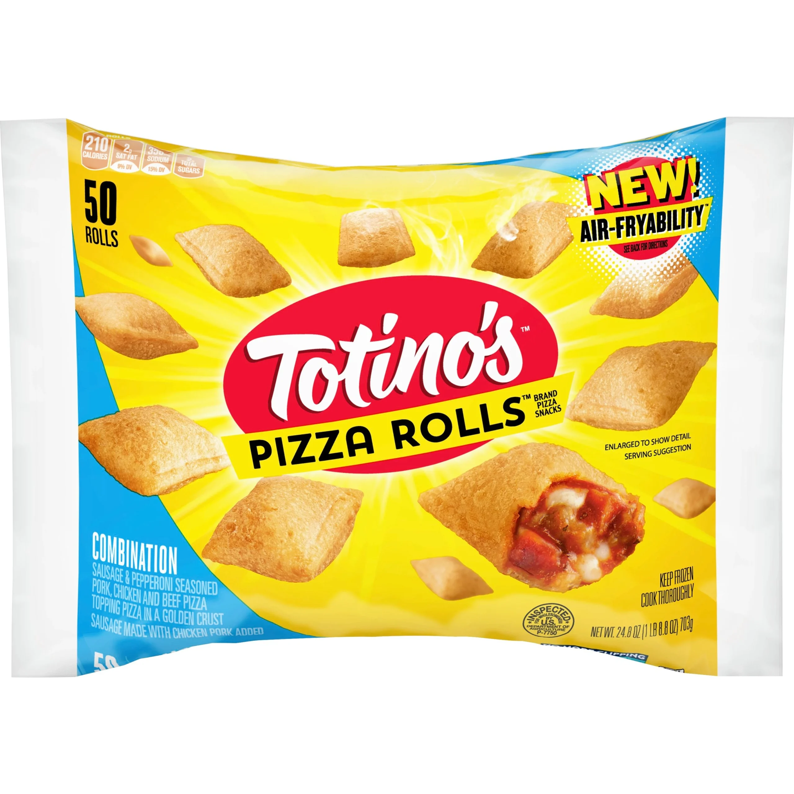 Totino's Frozen Hot Snacks Pizza Rolls Combo 24.8 Ounce Size - 9 Per Case.
