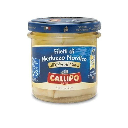 Callipo Baccala Cod Fillets in Olive Oil, 5.29 oz Jar
