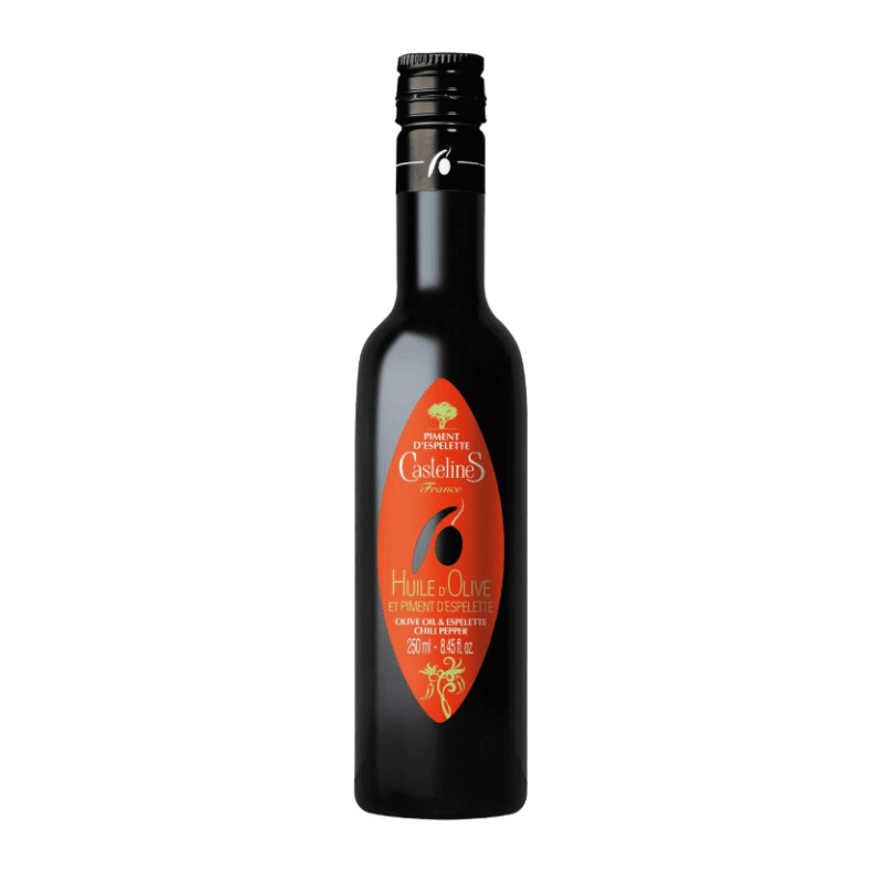 [Best Before: 06/30/2026] CastelineS Aromatic Olive Oil with Espelette Chili Pepper, 8.8 oz