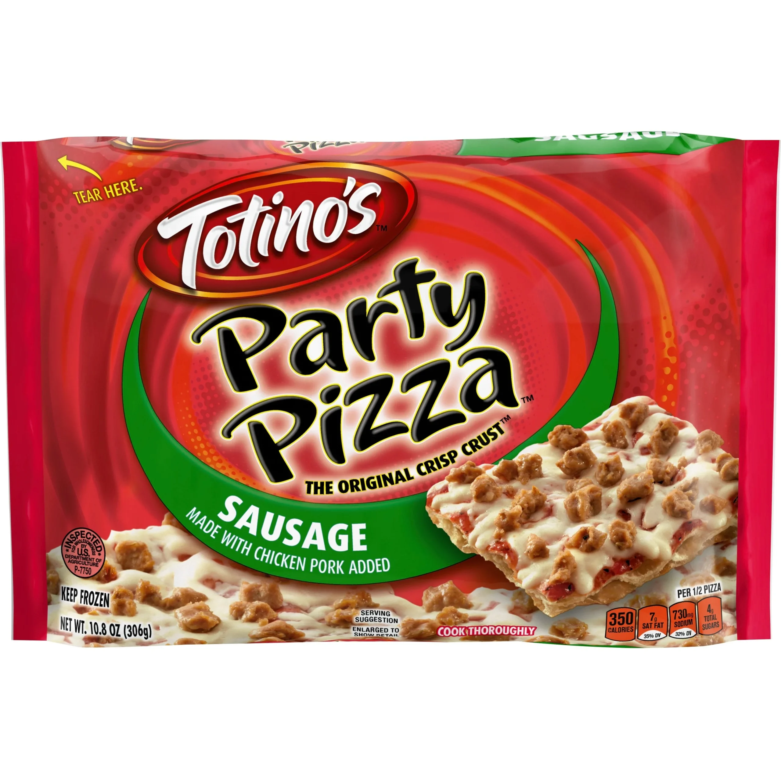 Totino's Frozen Party Pizza Sausage 10.8 Ounce Size - 14 Per Case.