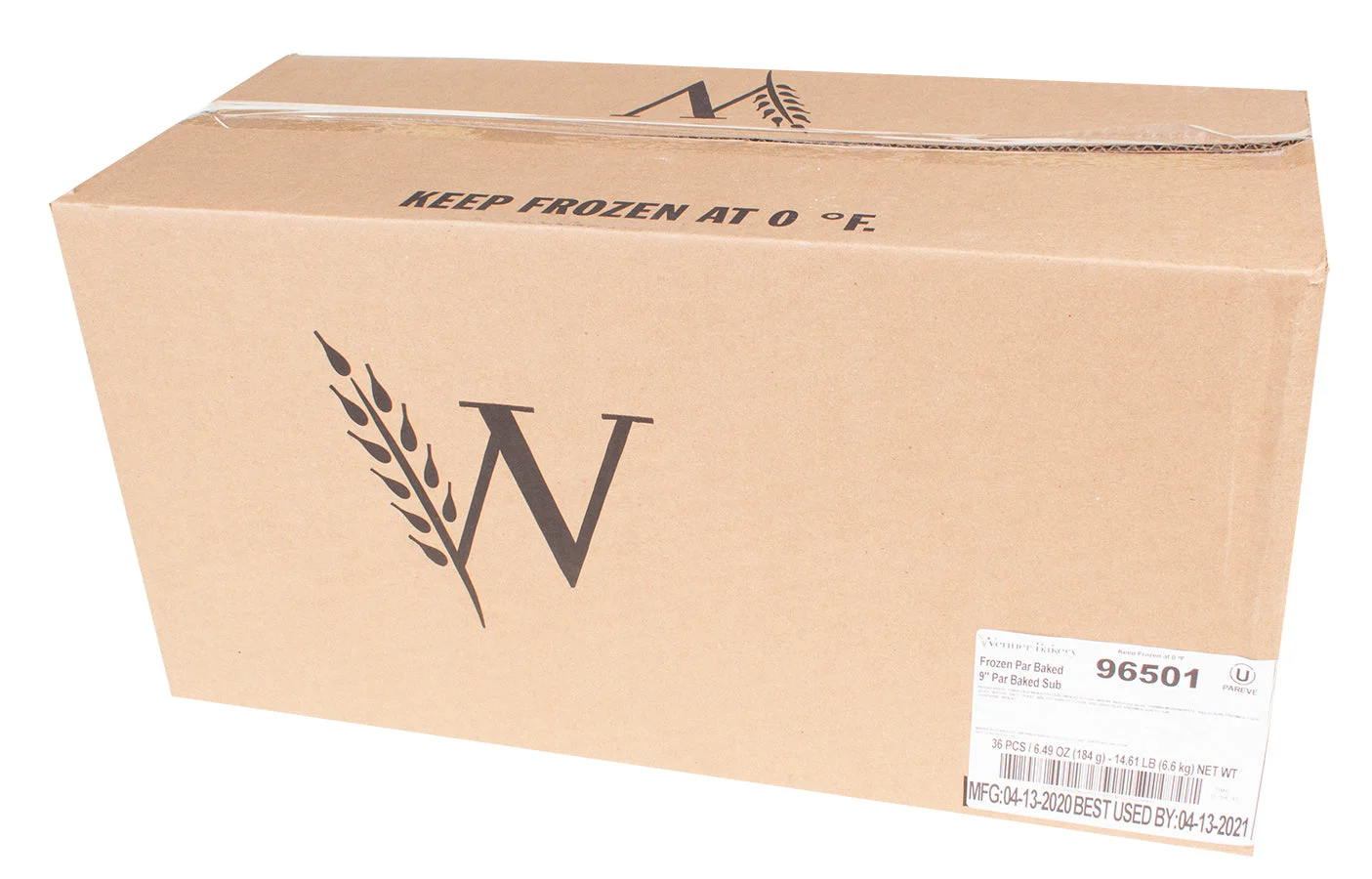 Wenner Bakery 9 Inch Par Baked Sub 6.6 Ounce Size - 36 Per Case.