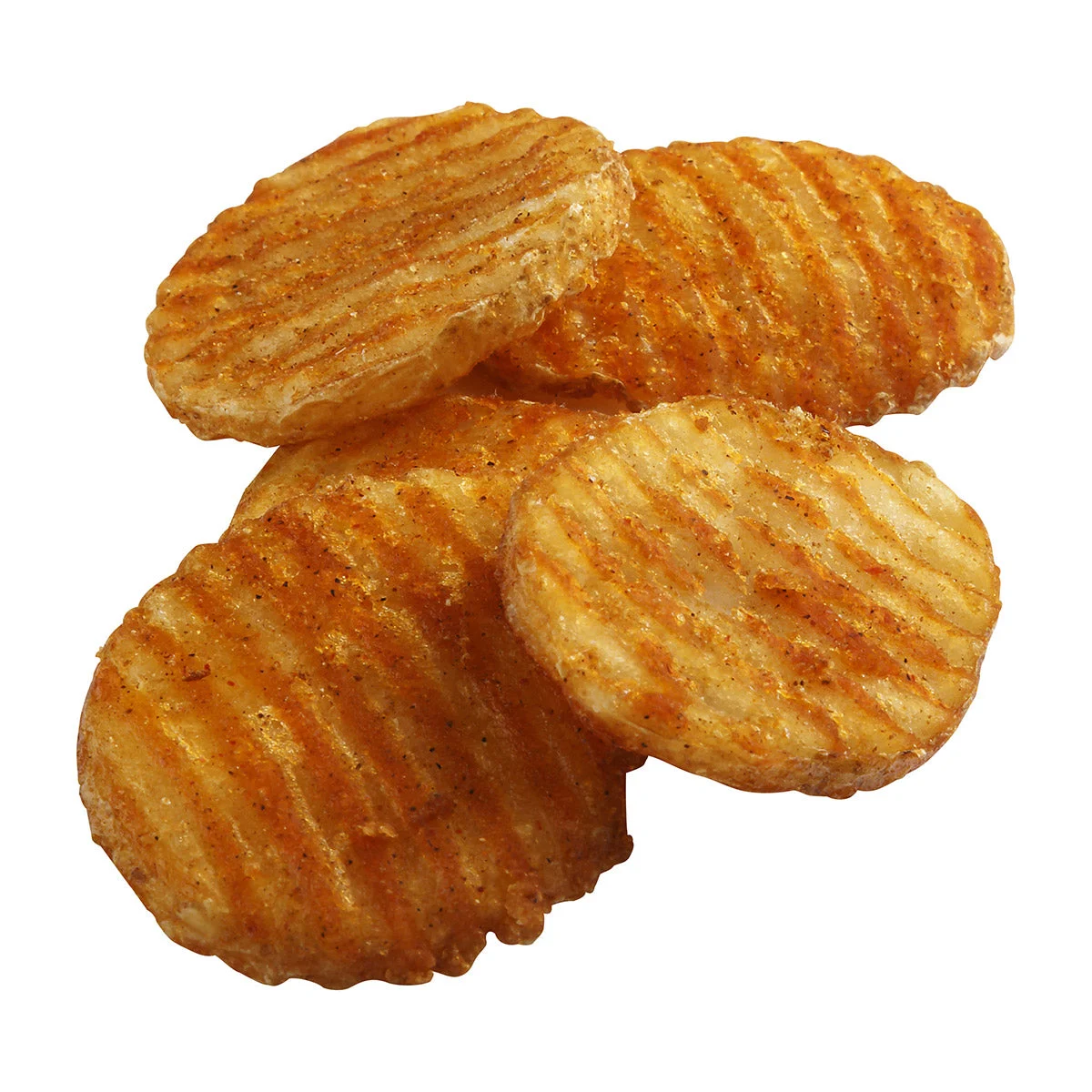 Simplot Seasonedcrisp Jr Buffalos 4 Inch Buffalo Battered Potato Slices 4 Pound Each - 6 Per Case.
