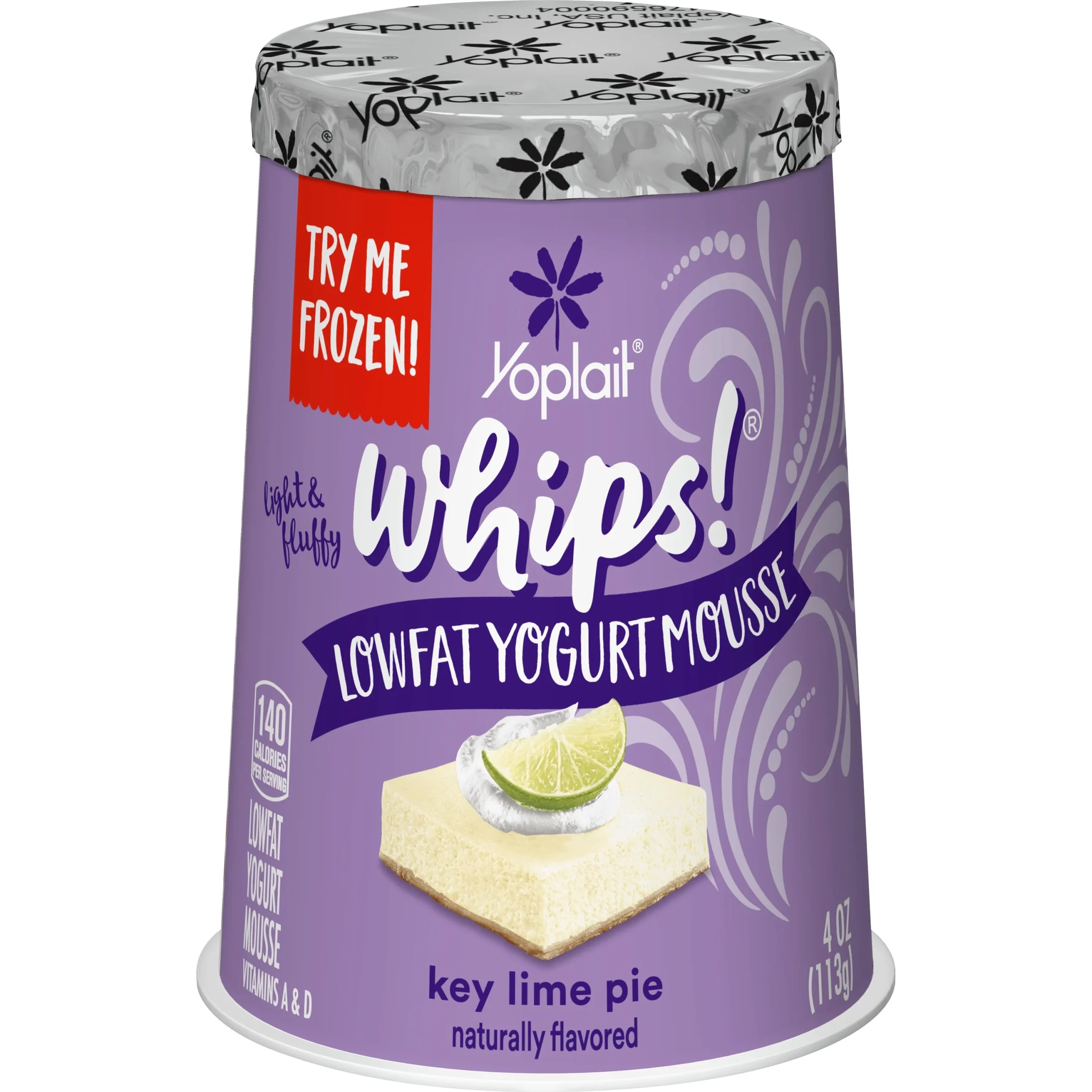 Yoplait Whips Yogurt Mousse Single Serve Cup Key Lime Pie 4 Ounce Size - 12 Per Case.