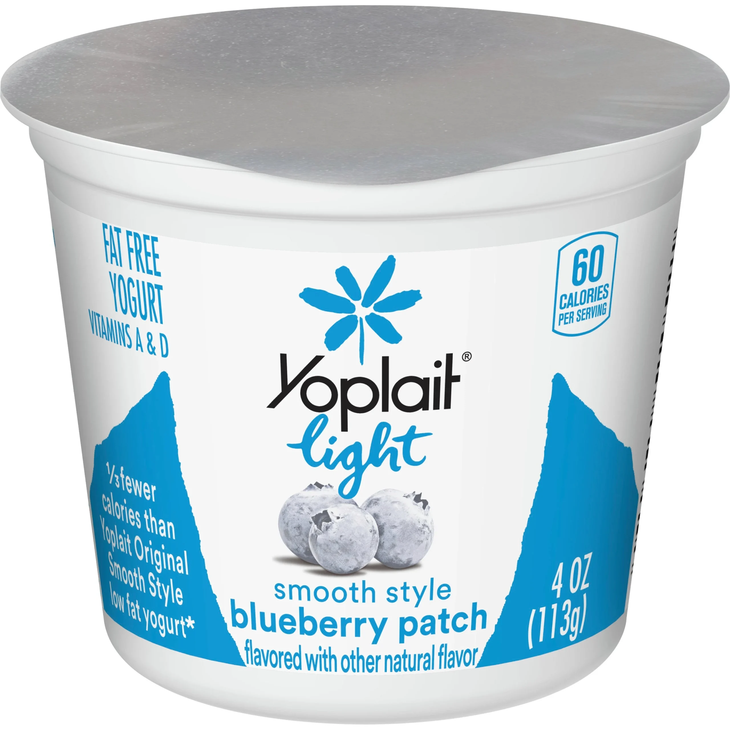 Yoplait Light Yogurt Single Serve Cup Variety Blueberry Vanilla 4 Ounce Size - 48 Per Case.
