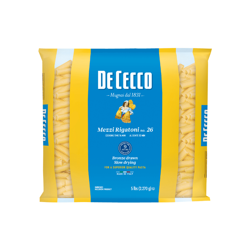 De Cecco #26 Mezzi Rigatoni Bulk Pasta, 5 lb.