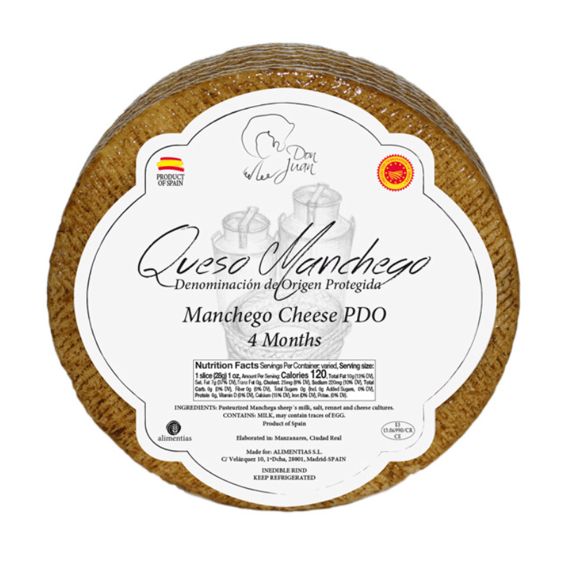 Don Juan 4 Months Manchego Cheese PDO, 6 Lbs