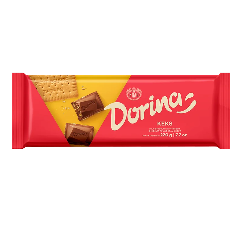 Kraš Dorina Keks Milk Chocolate with Biscuit, 7.7 oz | 220g