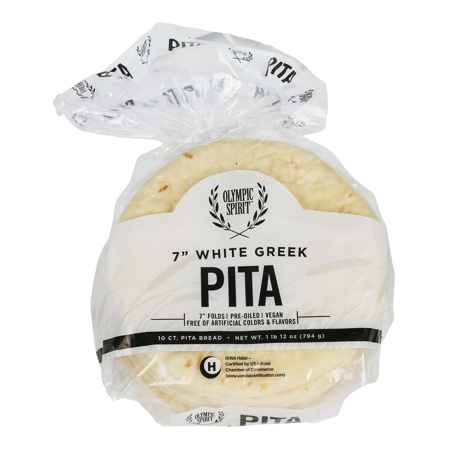 7 Inch White Pita Bread 10 Count Packs - 120 Per Case.