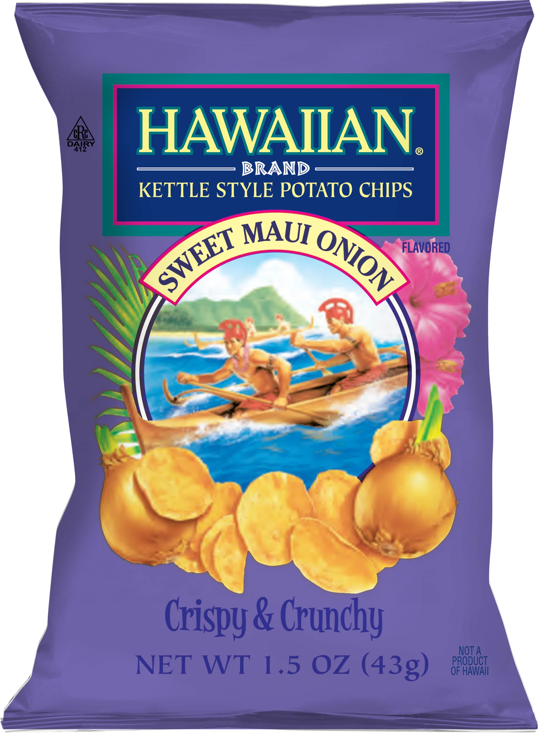Hawaiian Maui Onion Kettle Chip 1.5 Ounce Size - 48 Per Case