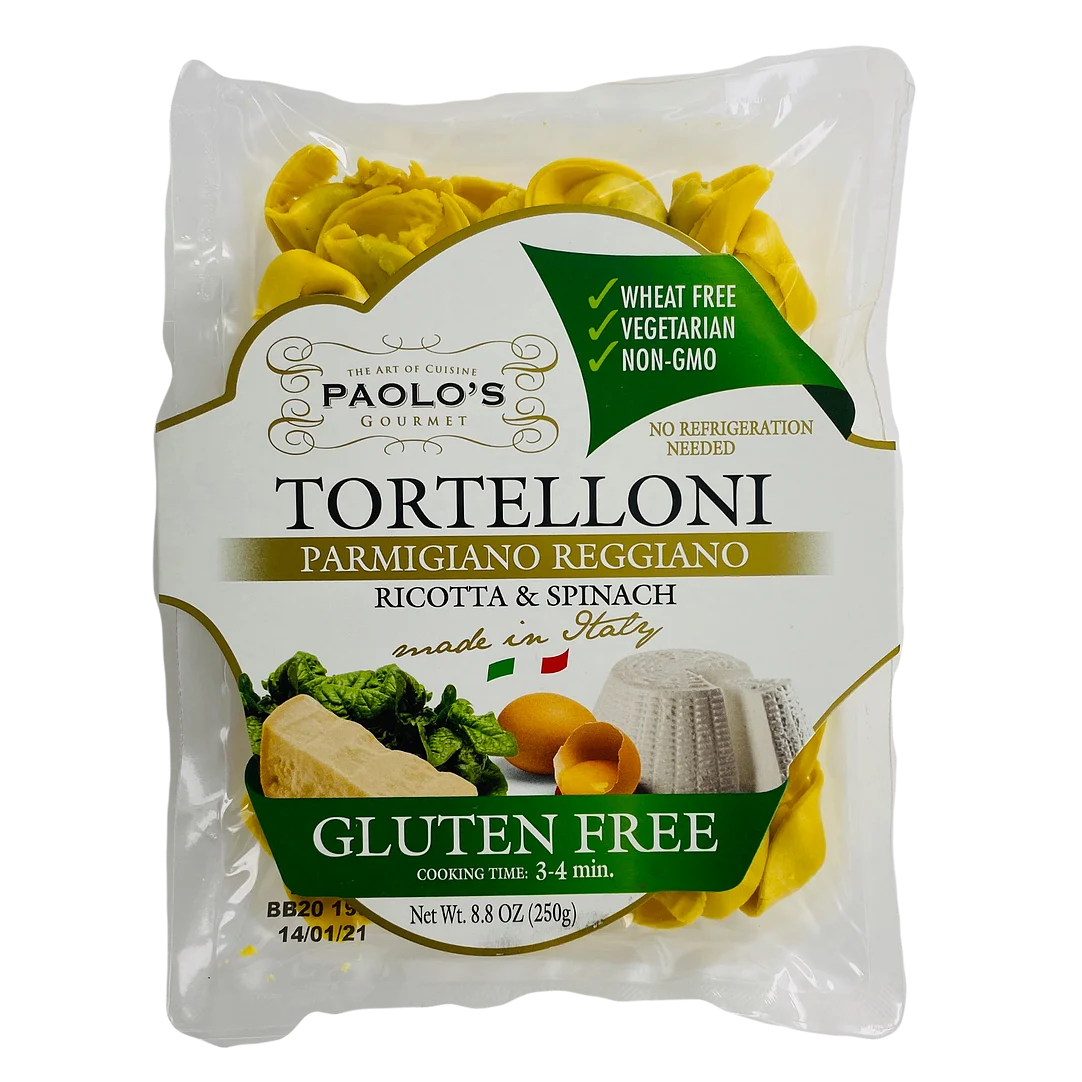 Paolo's Gluten Free Tortelloni Parmigiano Reggiano, Ricotta & Spinach, 8.8 oz | 250g