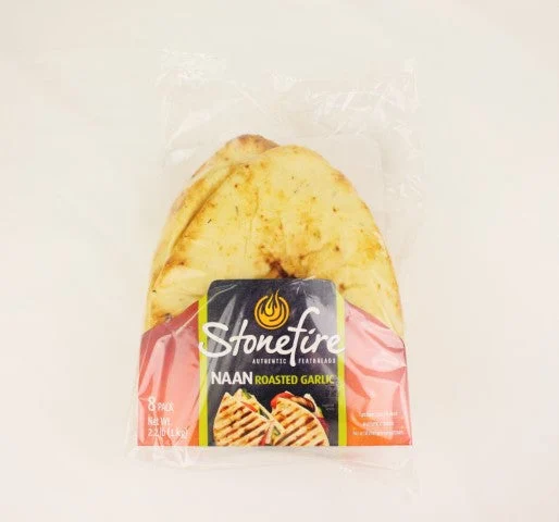 Stonefire Naan Bread Garlic 8 Count Packs - 6 Per Case.