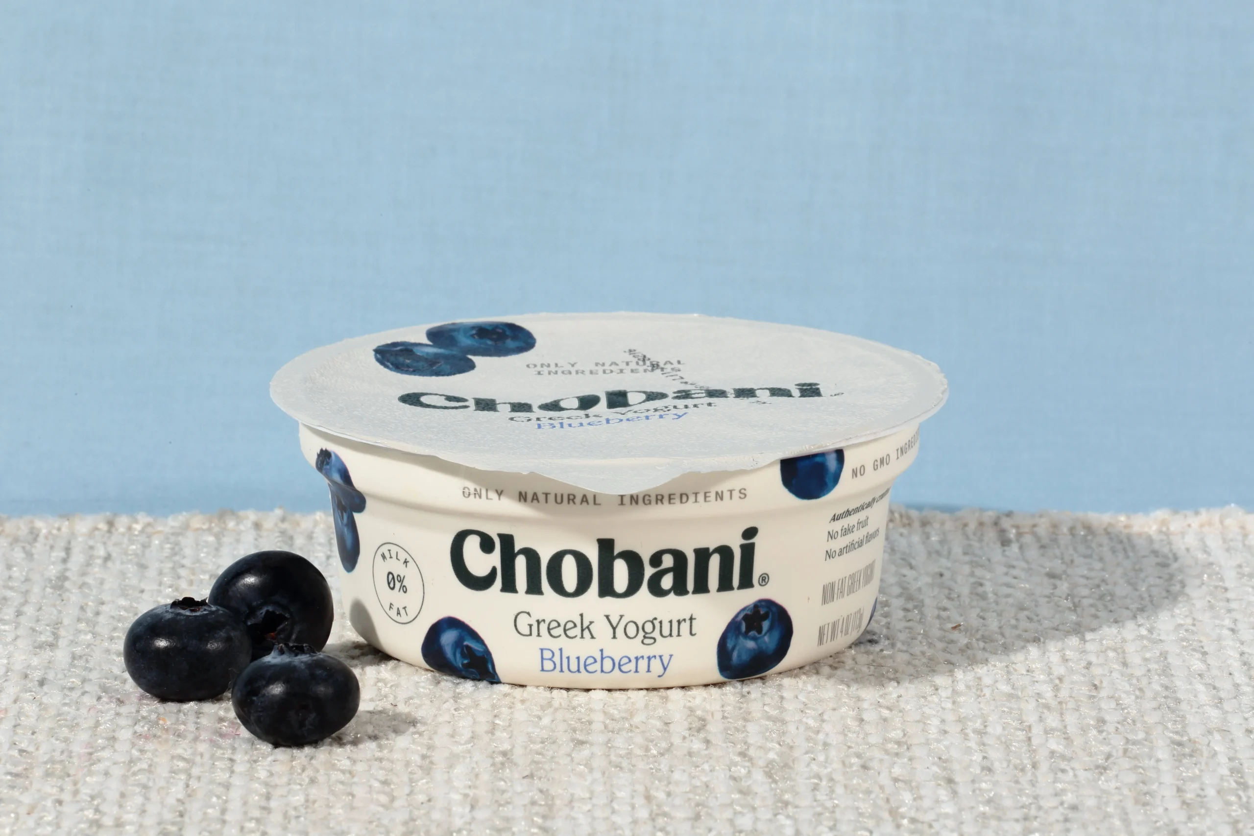 Chobani Non Fat Greek Yogurt Blueberry 4 Ounce Size - 12 Per Case.