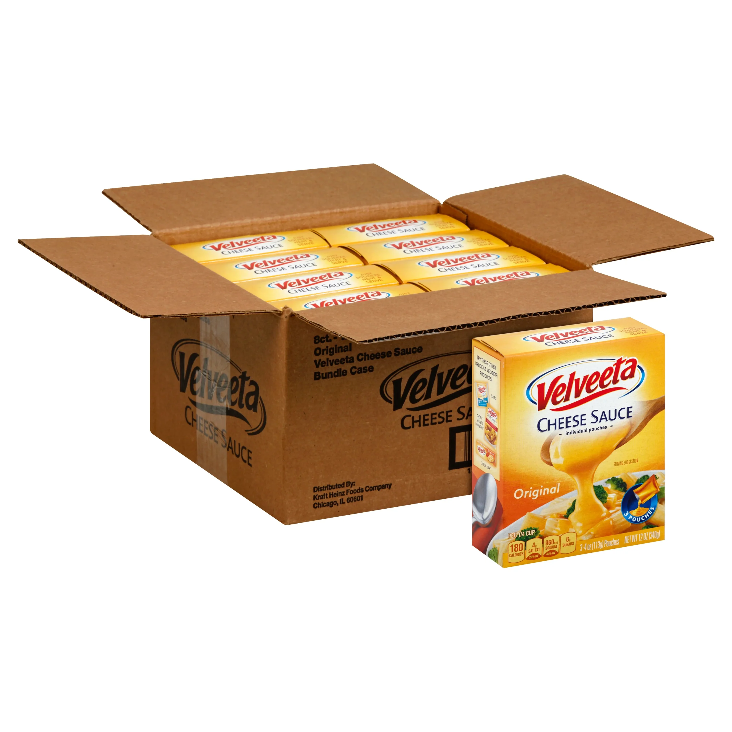 Velveeta Processed Cheese Sauce Pouch Original, 12 Ounce Size - 8 Per Case.
