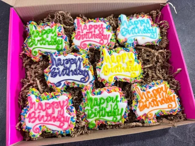 "Happy Birthday" Decorated Sugar Cookies - 8 Pack