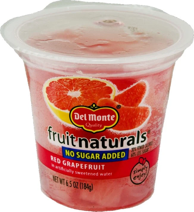 Del Monte Red Grapefruit No Sugar Added Fruit Cup Snacks Cup 6.5 Ounce Size - 12 Per Case.