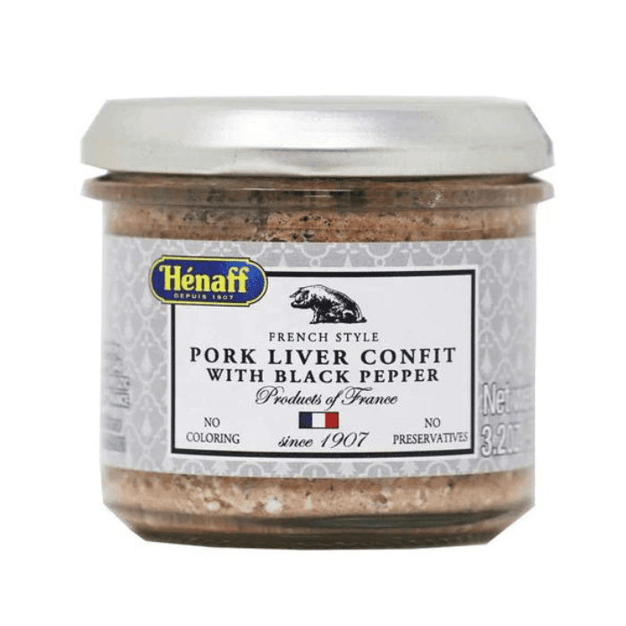 Henaff French Pork Liver Confit with Black Pepper, 3.2 oz