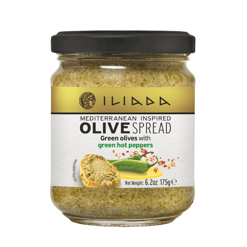 Iliada Green Olives with Green Hot Peppers Olive Spread, 6.2 oz