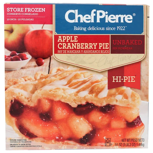 Chef Pierre Apple Cranberry Hi-Pie Unbaked 10 Inch Pie, 3.188 Pound Each - 6 Per Case.
